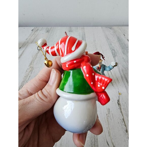 Porcelain snowman ornament set star scene Church Xmas tree‎ snowman - Picture 5 of 11